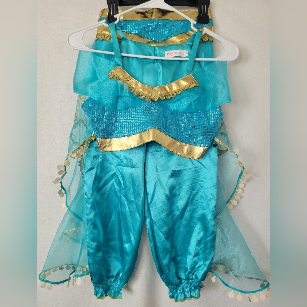 Kids Turquoise and Gold Costume Poly Unicorn Size 140 Girls Genie Dress Up